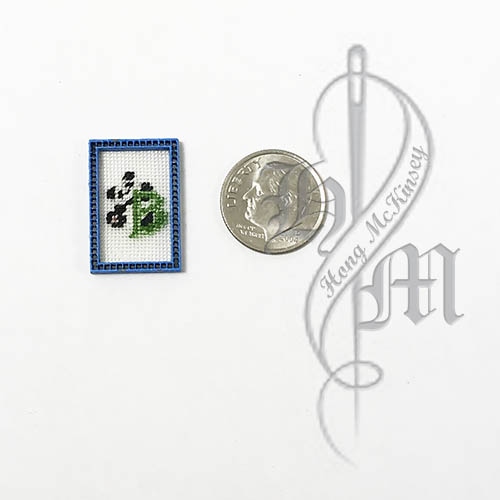 Petit point Panda with Name Initial B w/ Blue wooden frame